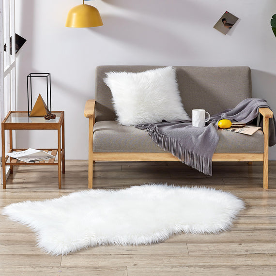 Lammfell Kunstfell Teppich Vorleger | Weiss - Schaffell